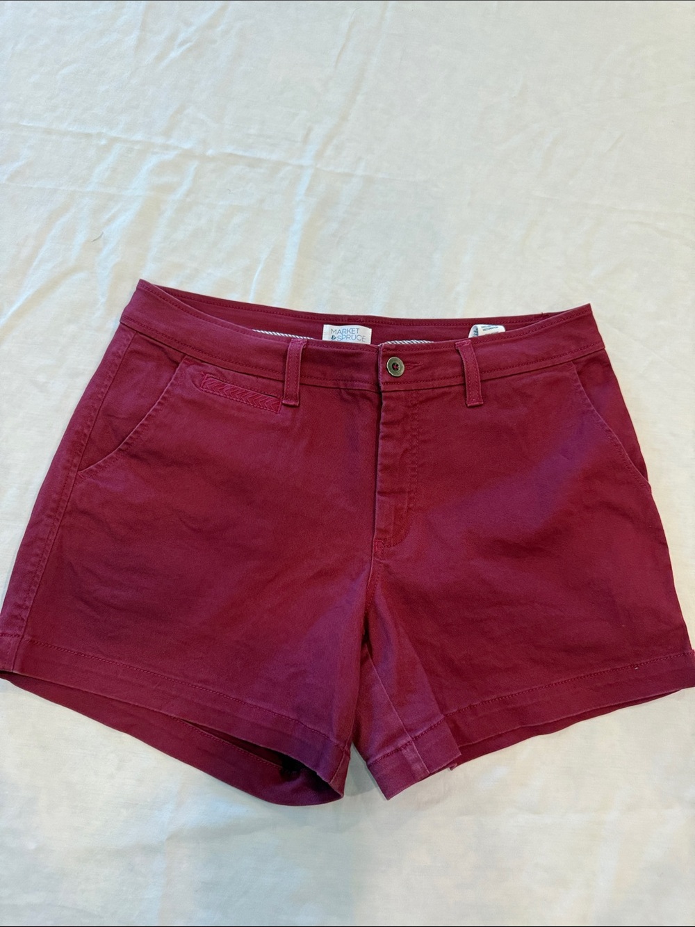 Market & Spruce Women's Chino Shorts in Burgundy